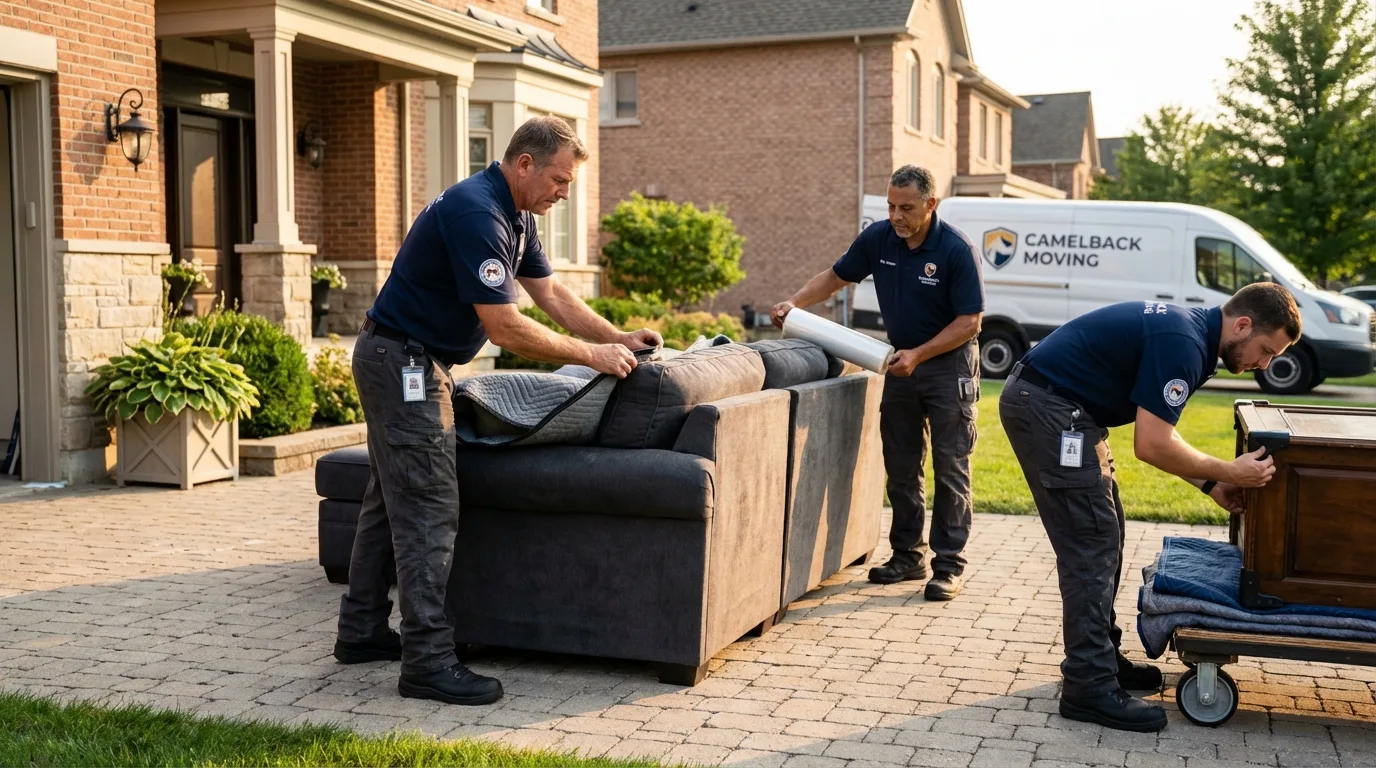 Large estate moving crew wrapping furniture in Athens, AL